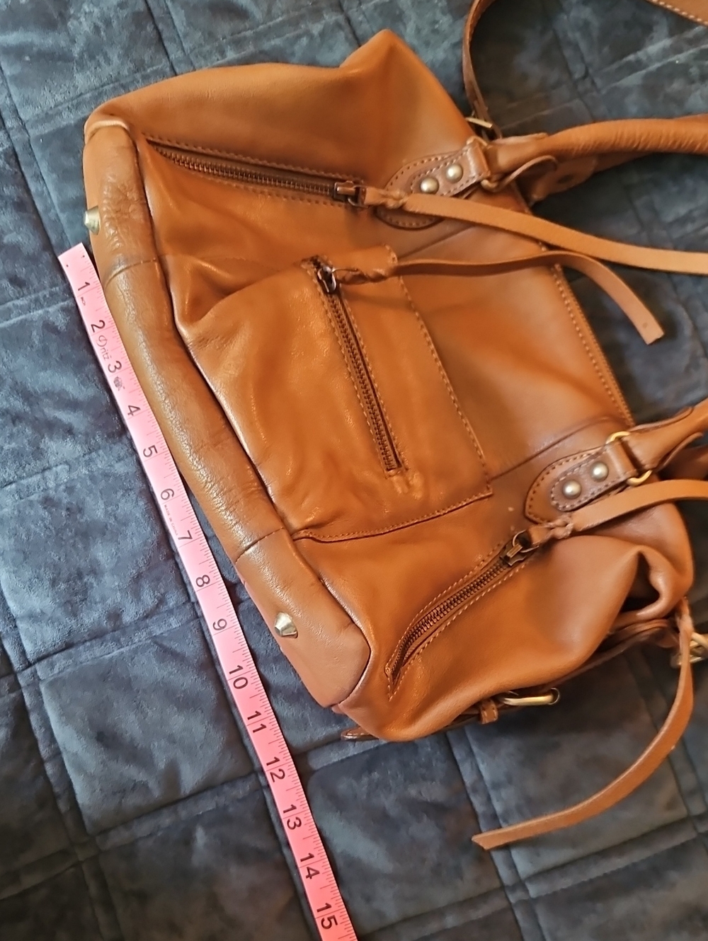 We The Free Baby Emerson Leather Bag | Saddle Brown Crossbody Satchel - Picture 10 of 13